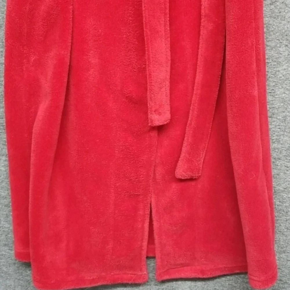 Women's Red Plush Bathrobe Vintage Simply Basic Size M